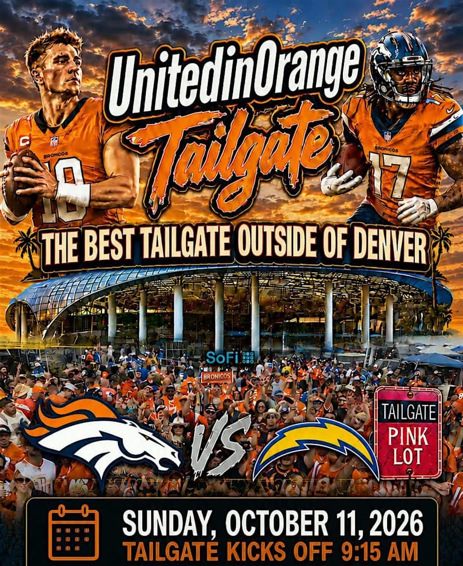 Broncos vs Chargers tailgate flyer